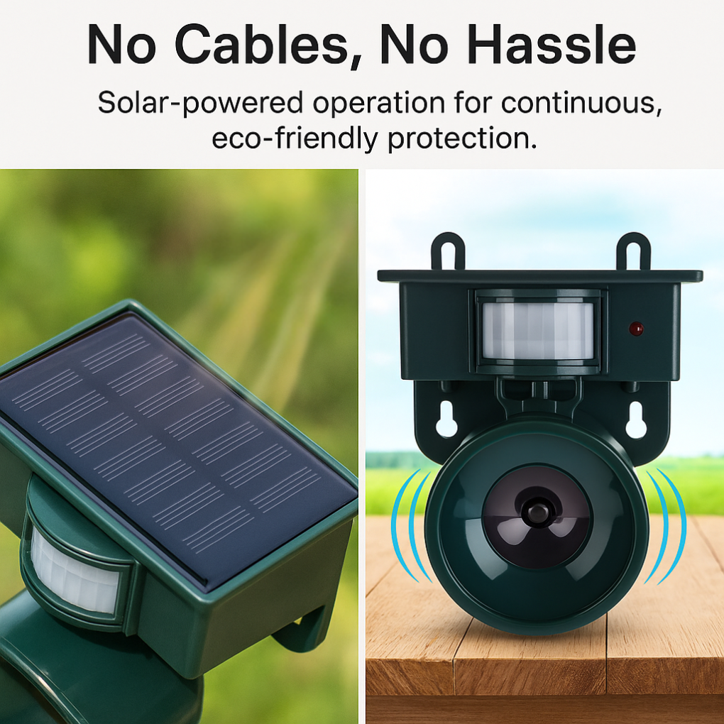 TerraGuard | Weatherproof bird repeller with PIR & solar energy
