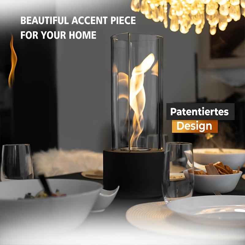 TwistFlame | Tabletop Fireplace – Elegant Swirling Glass Design