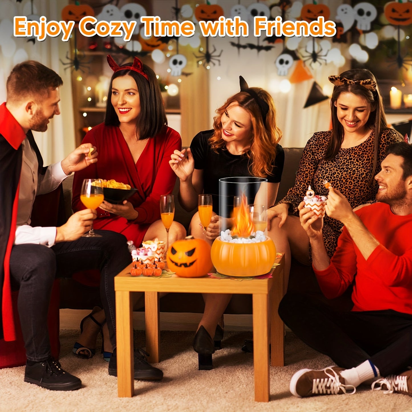 PumpkinFlame | Traditional Pumpkin-Shaped Tabletop Fireplace Smokeless