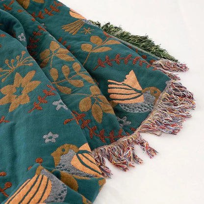 NordNest | Reversible Blanket with Scandinavian Bird Design