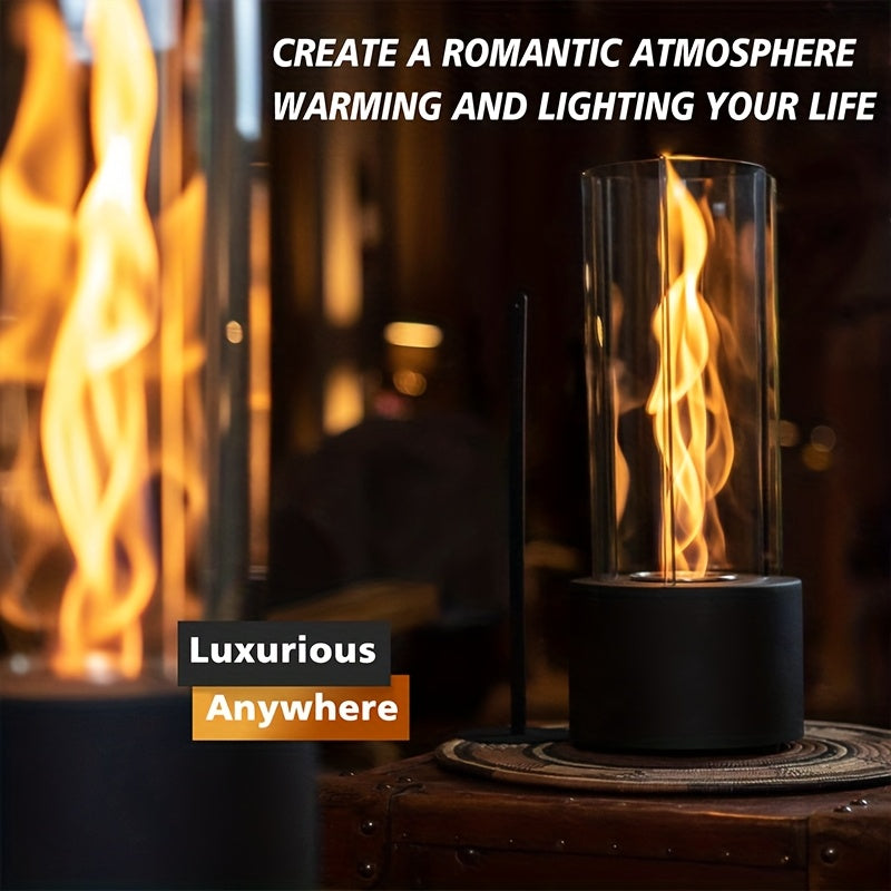 TwistFlame | Tabletop Fireplace – Elegant Swirling Glass Design
