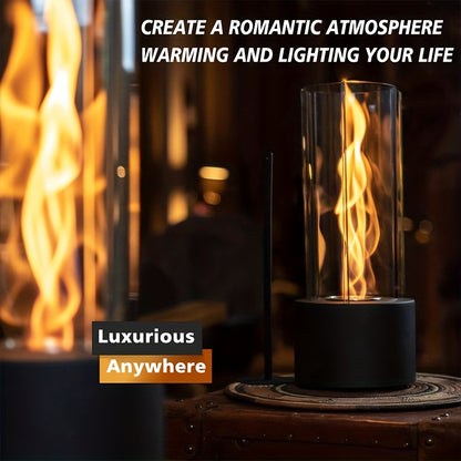 TwistFlame | Tabletop Fireplace – Elegant Swirling Glass Design
