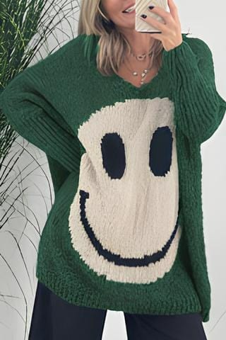 Variant image for Gillian Oversized Smiley Wool Jumper - Cozy Winter Essential for Casual Style-25