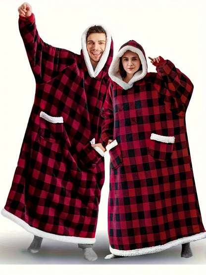 LoungeMate | Men’s Hooded Robe – Warm Flannel & Cosy Plaid