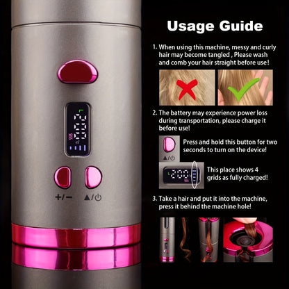 GlamGo | Portable Hair Curler – Rechargeable Wand with Auto-Off Safety Feature