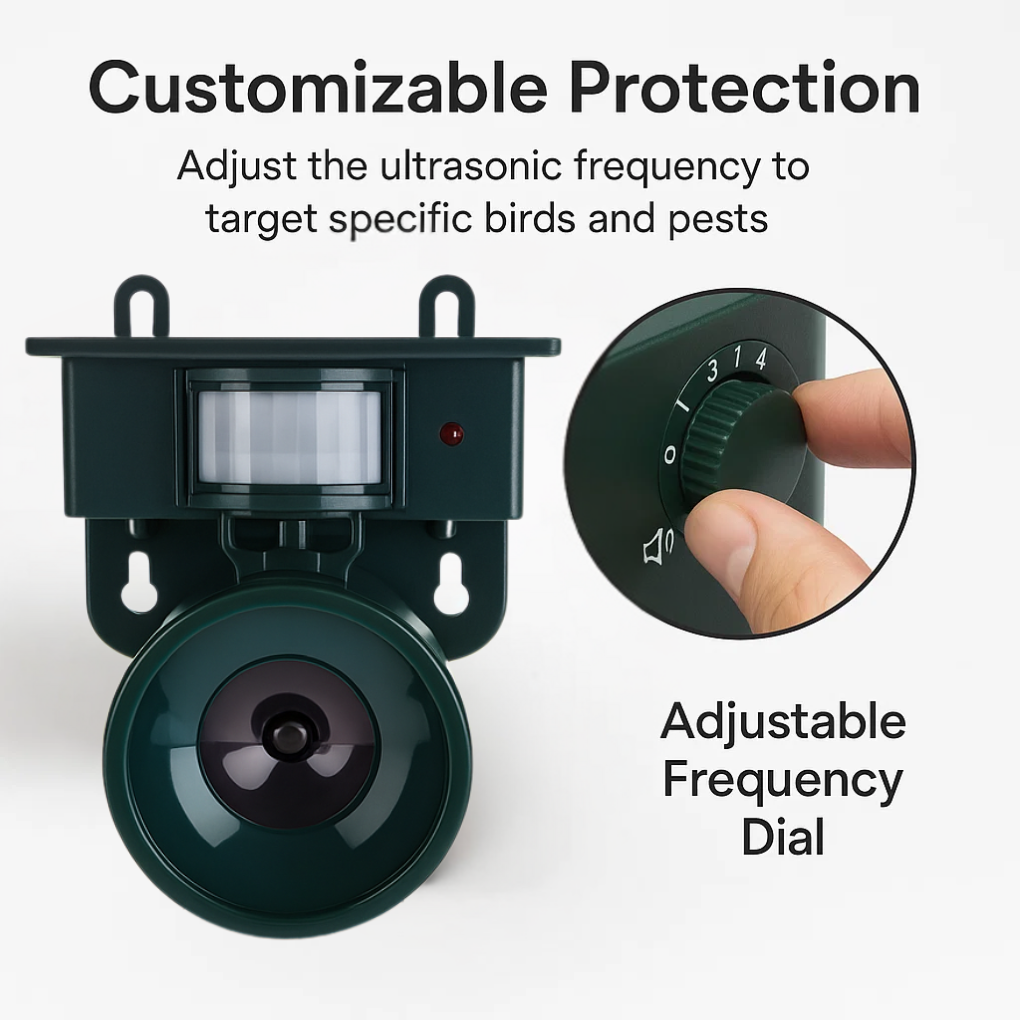 TerraGuard | Weatherproof bird repeller with PIR & solar energy