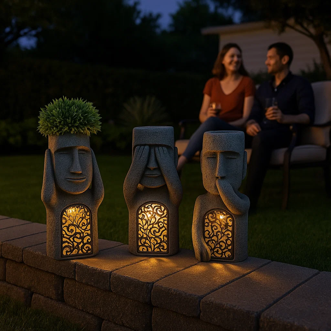 MoaiLight | Solar-Powered Moai Garden Lamps