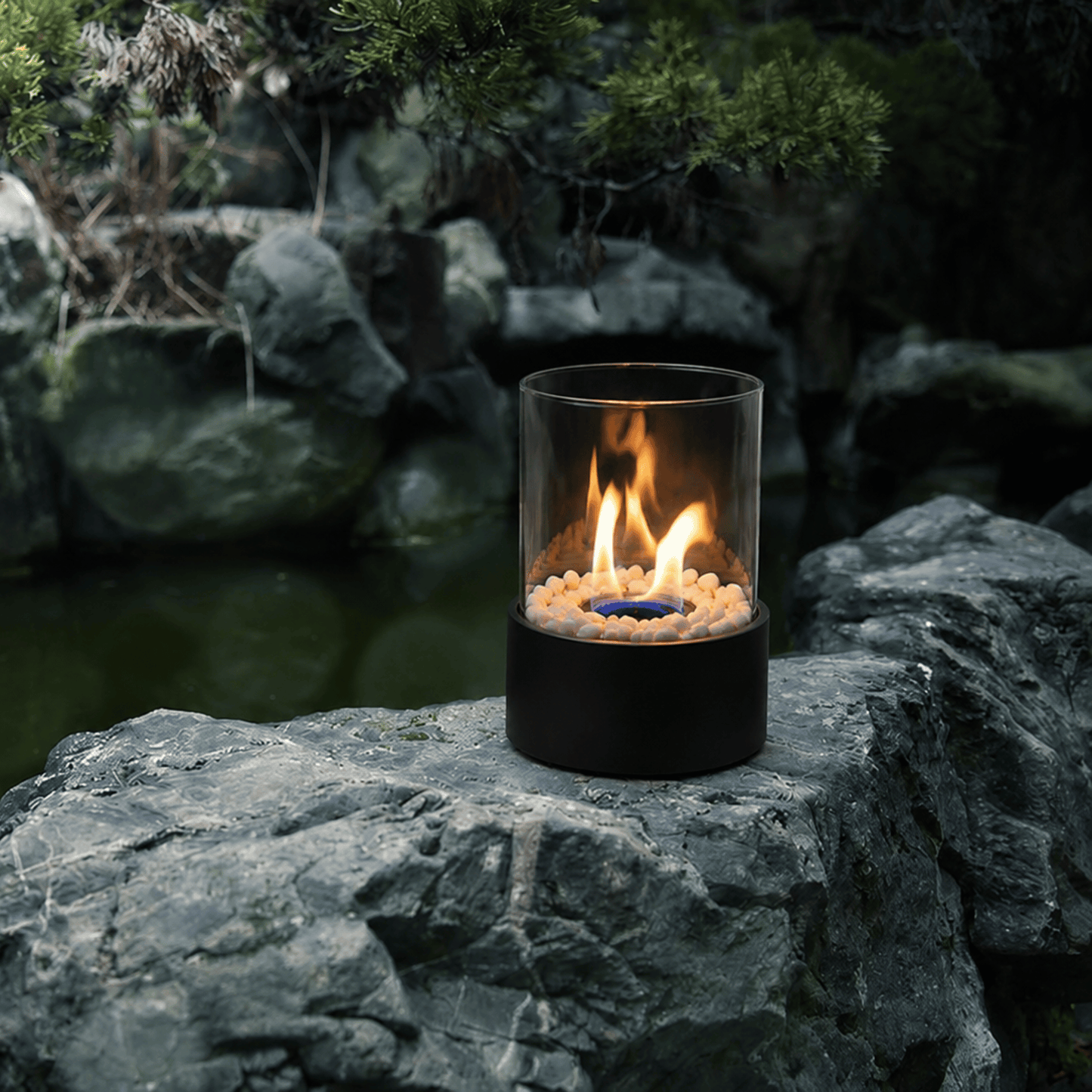 GlowEdge | Portable Glass Fireplace for Modern Indoor & Outdoor Ambience