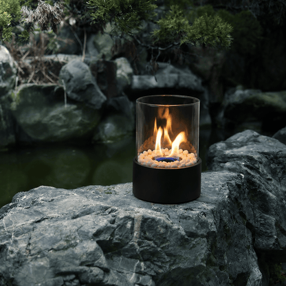 GlowEdge | Portable Glass Fireplace for Modern Indoor & Outdoor Ambience