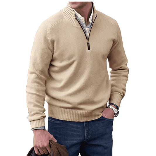 Men's Cashmere Jumper - Luxurious Quarter Zip Knitwear for Winter Style-1