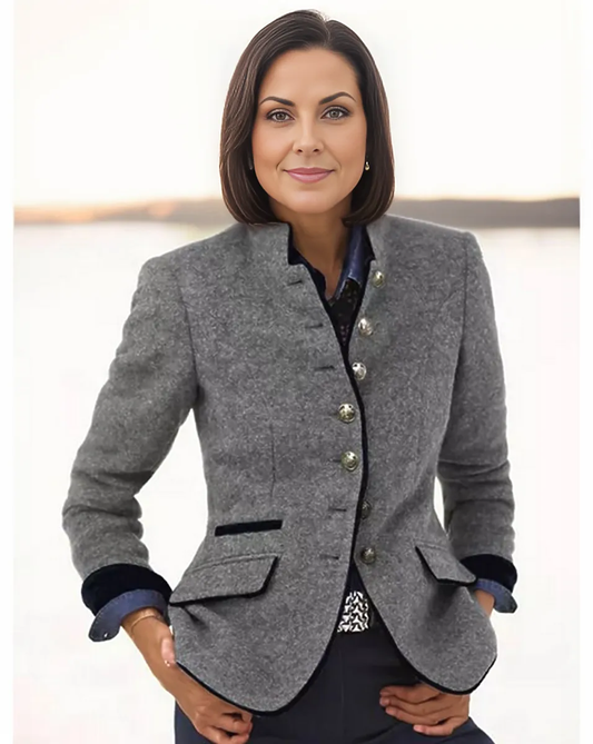 Elly | Women’s Grey Blazer – Soft Fabric & Smart Silhouette