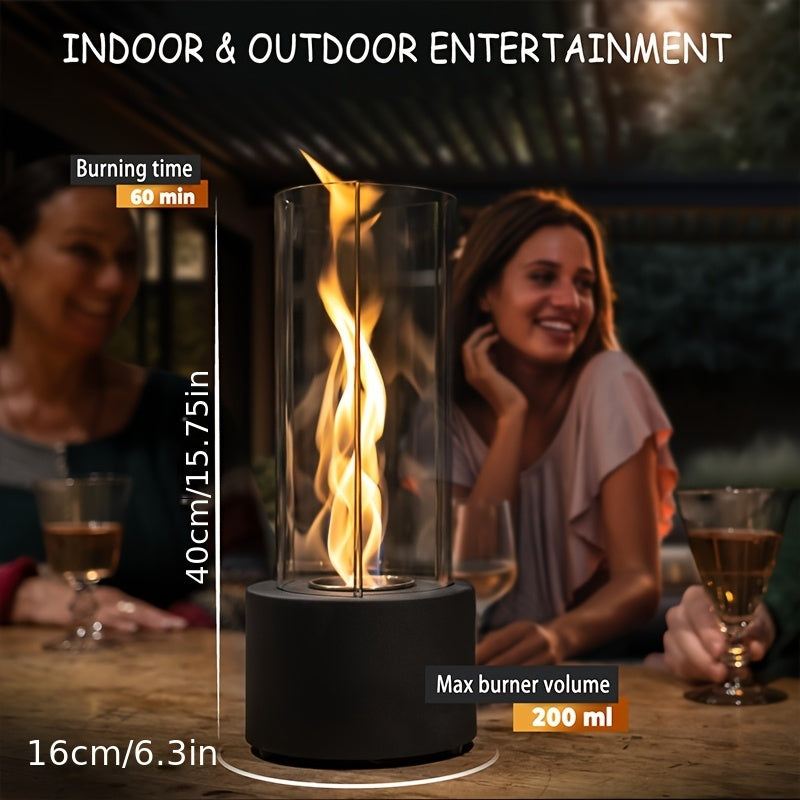 TwistFlame | Tabletop Fireplace – Elegant Swirling Glass Design