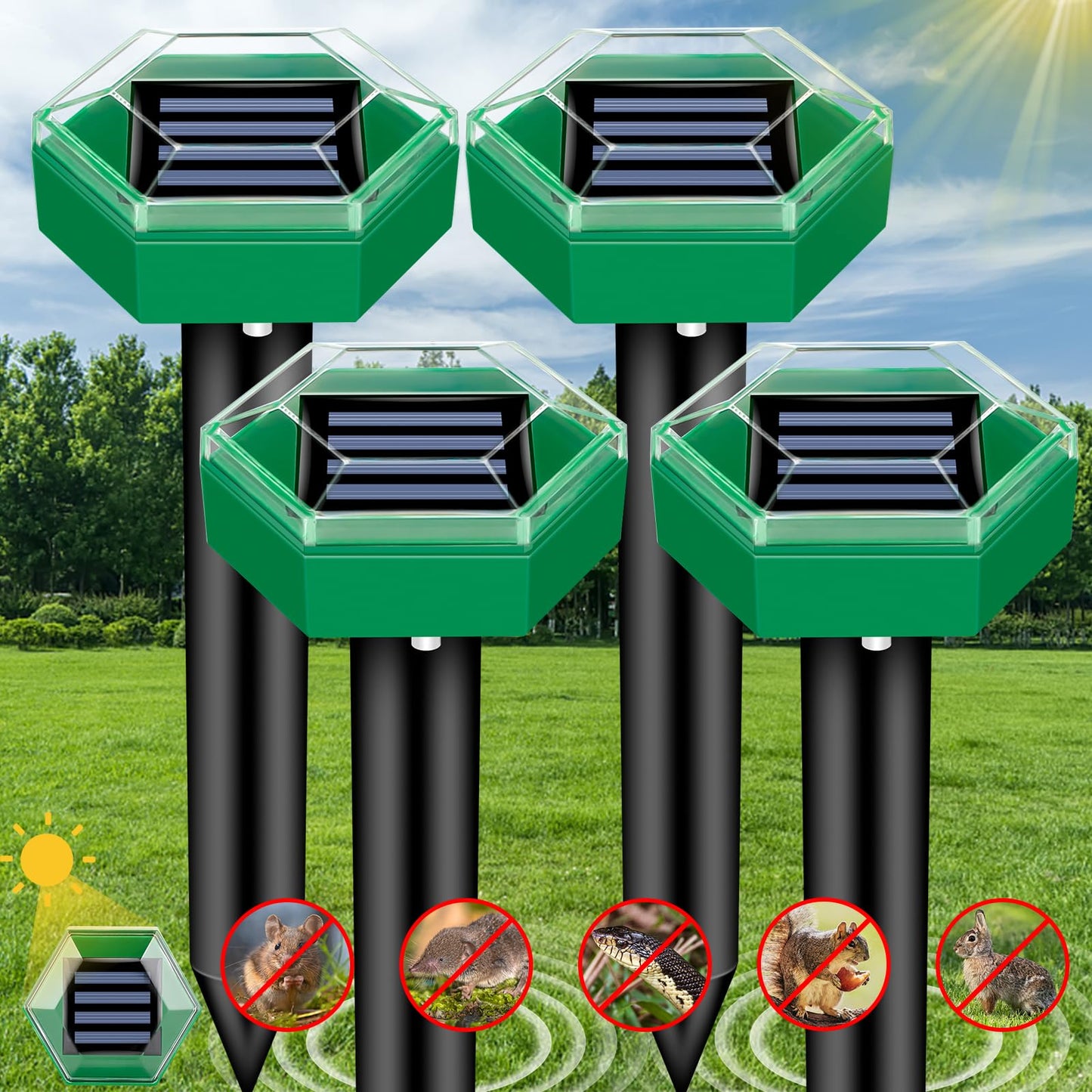 VibeFence | Solar Mole Repellent with 465 m² Coverage
