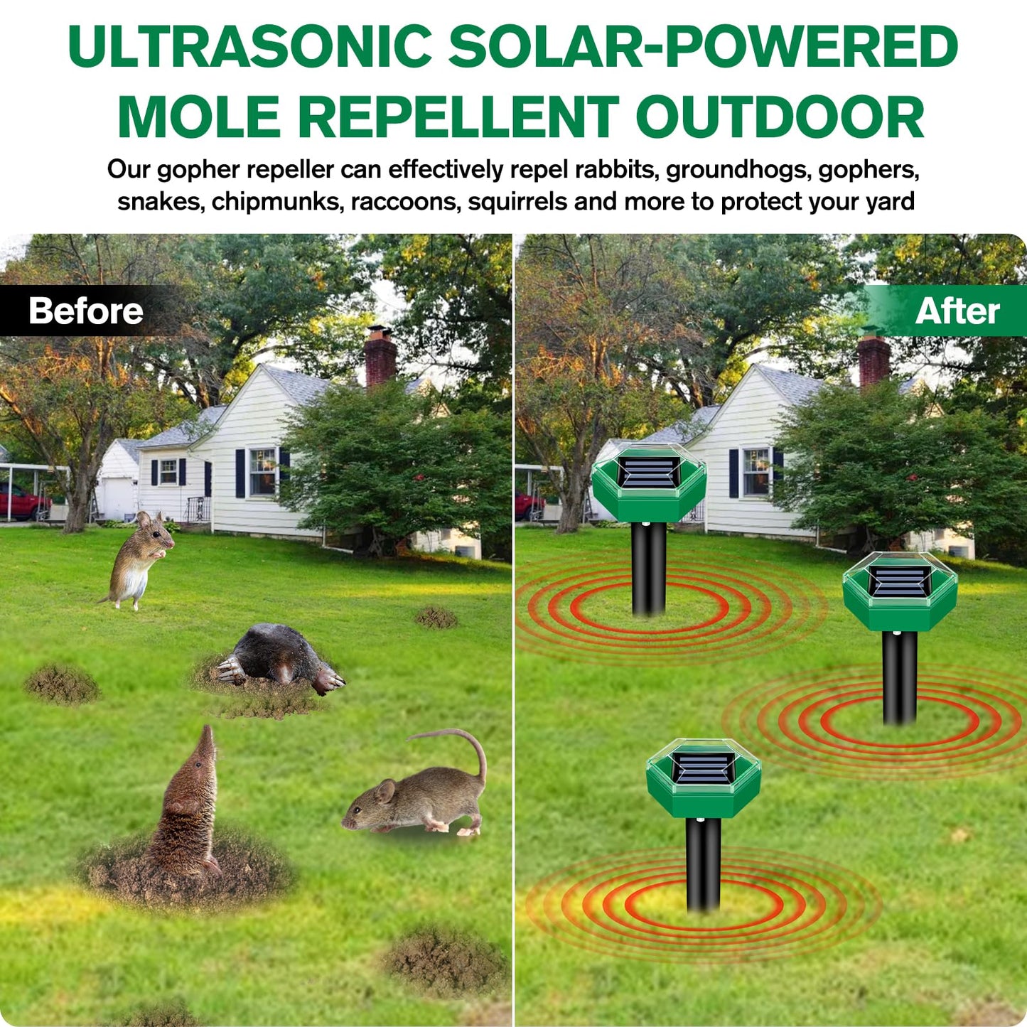 VibeFence | Solar Mole Repellent with 465 m² Coverage