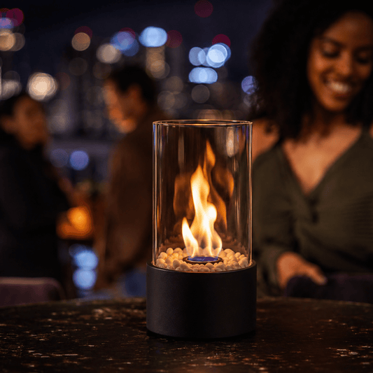 GlowEdge | Portable Glass Fireplace for Modern Indoor & Outdoor Ambience