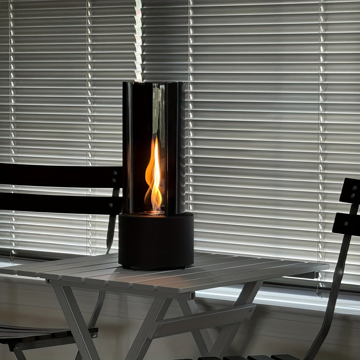 TwistFlame | Tabletop Fireplace – Elegant Swirling Glass Design
