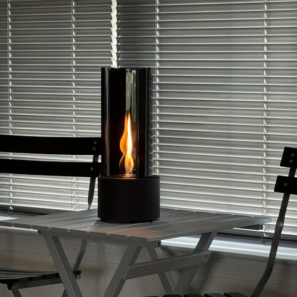 TwistFlame | Tabletop Fireplace – Elegant Swirling Glass Design