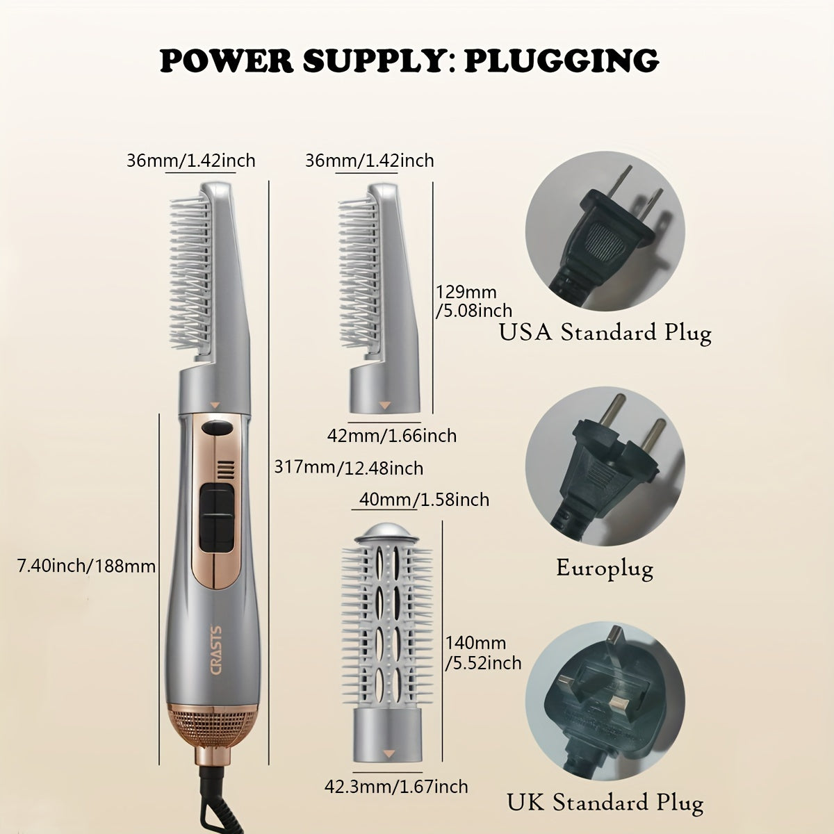 StyleComb | 2-in-1 Hair Dryer Brush – Dries, Straightens & Creates Curls