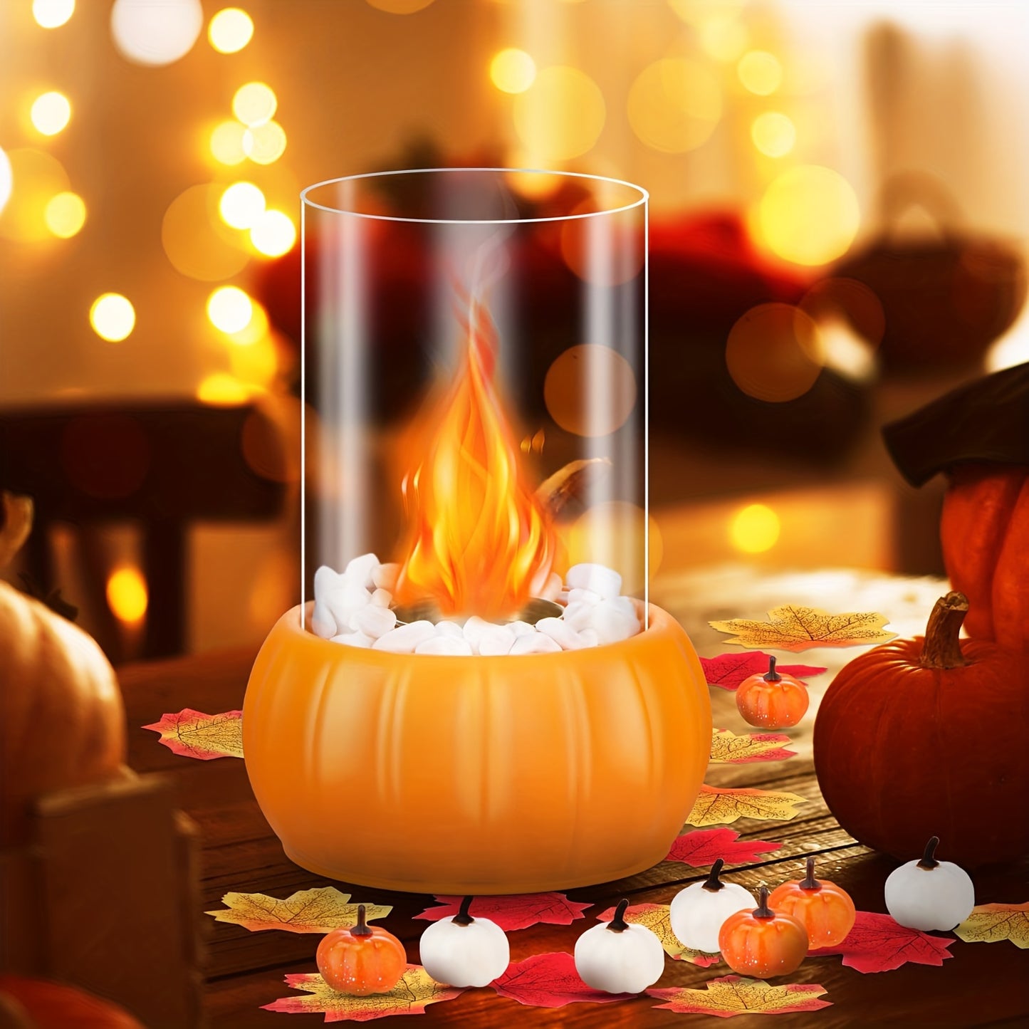 PumpkinFlame | Traditional Pumpkin-Shaped Tabletop Fireplace Smokeless