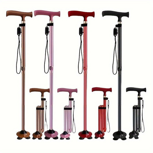 GlideGrip | 4-Leg Walking Stick – Foldable, Stable & Safe for Daily Use