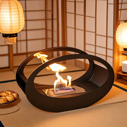 FireLoom | Vintage Tabletop Fireplace – Lacquered Finish & Real Flamese