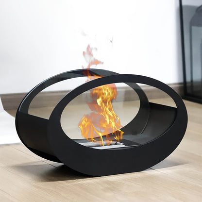 FireLoom | Vintage Tabletop Fireplace – Lacquered Finish & Real Flamese