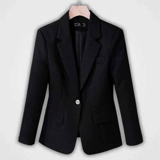 Elegant Women's Ribbed Blazer with Pockets - Tailored Fit for Versatile Style-1