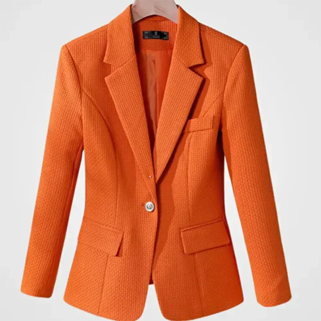 Elegant Women's Ribbed Blazer with Pockets - Tailored Fit for Versatile Style-4