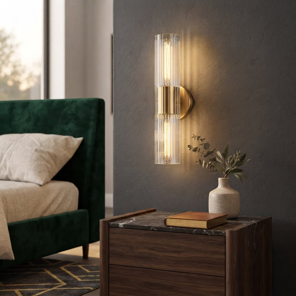 Avelis - Ribbed Clear Wall Light Sconce5