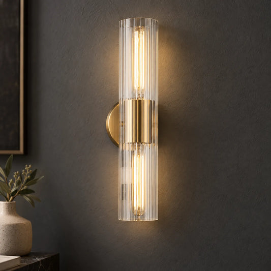 Avelis - Ribbed Clear Wall Light Sconce