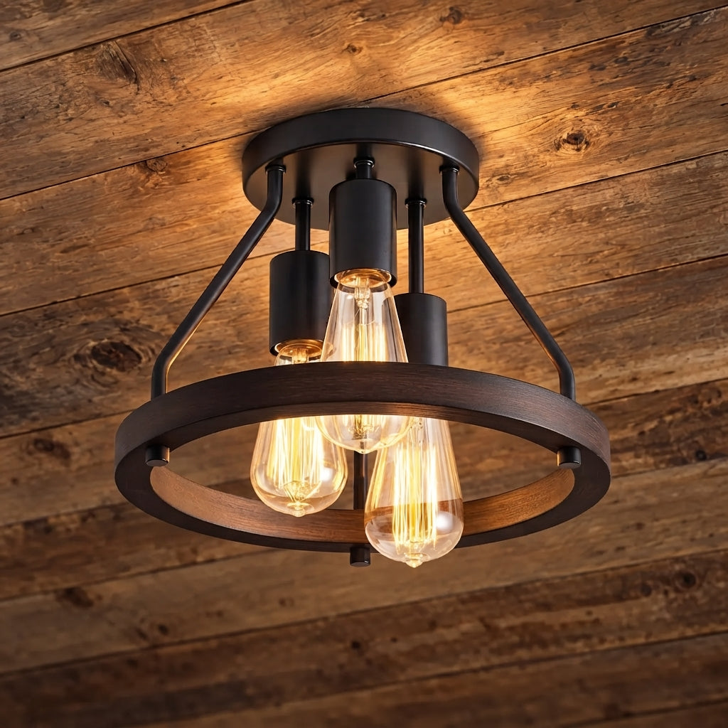 Avenwood - Circular Semi Flush Ceiling Light