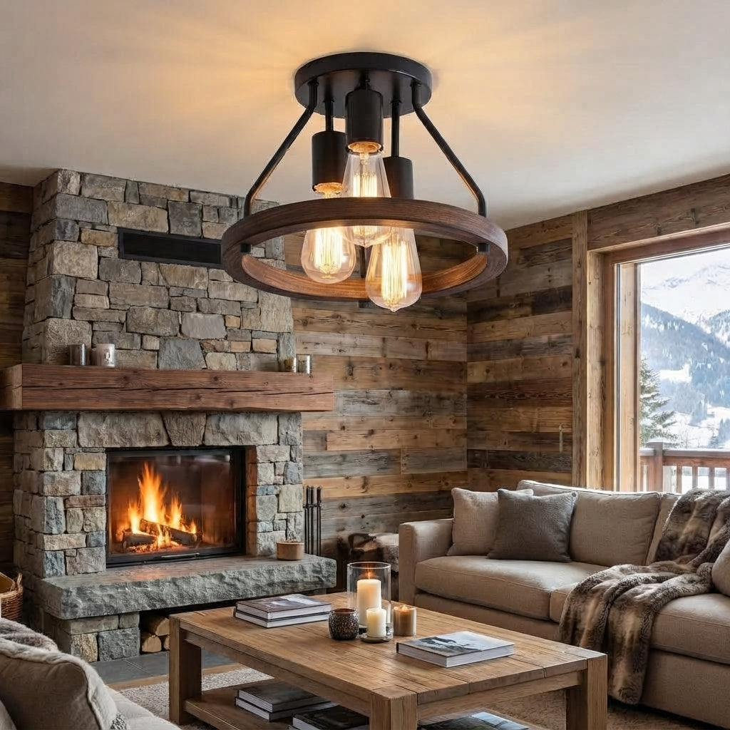 Avenwood - Circular Semi Flush Ceiling Light