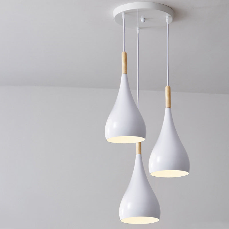 LumoNord | Nordic Iron Wood Aluminium Pumpkin Water Drop 1-Light Pendant Lamp for Dining Room