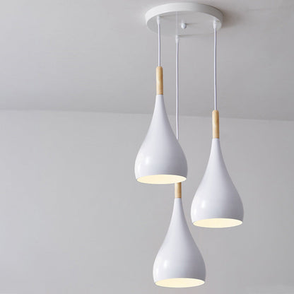 LumoNord | Nordic Iron Wood Aluminium Pumpkin Water Drop 1-Light Pendant Lamp for Dining Room