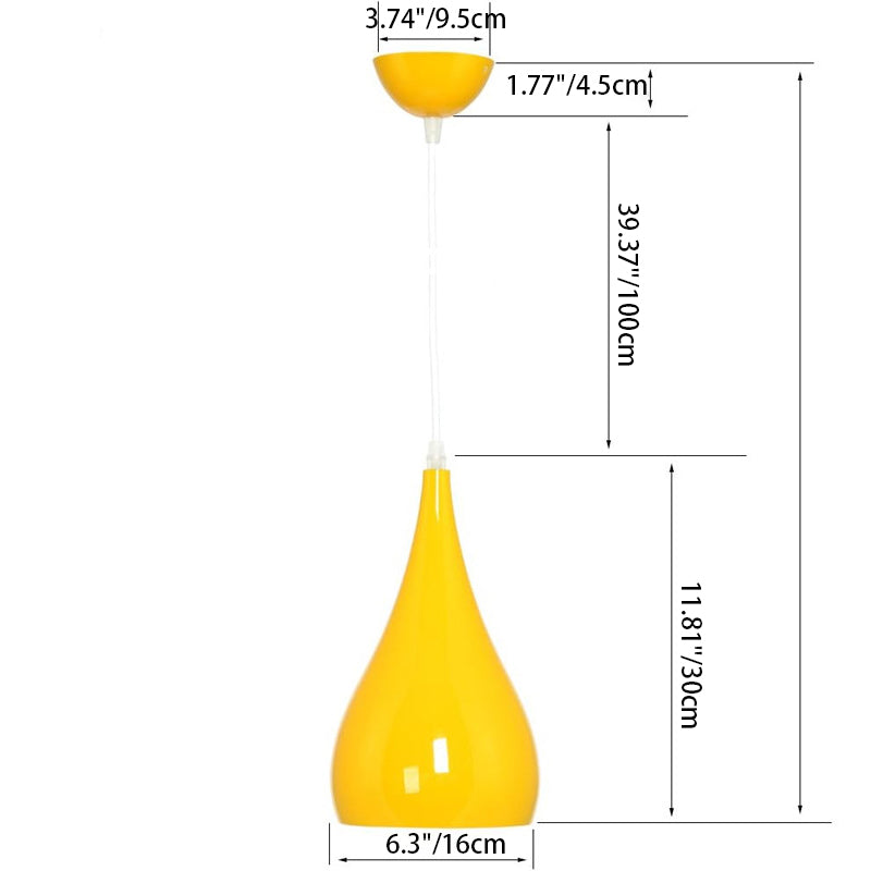 LumoNord | Nordic Iron Wood Aluminium Pumpkin Water Drop 1-Light Pendant Lamp for Dining Room