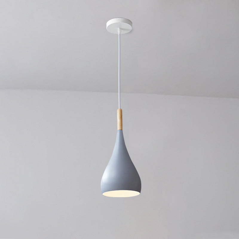 LumoNord | Nordic Iron Wood Aluminium Pumpkin Water Drop 1-Light Pendant Lamp for Dining Room