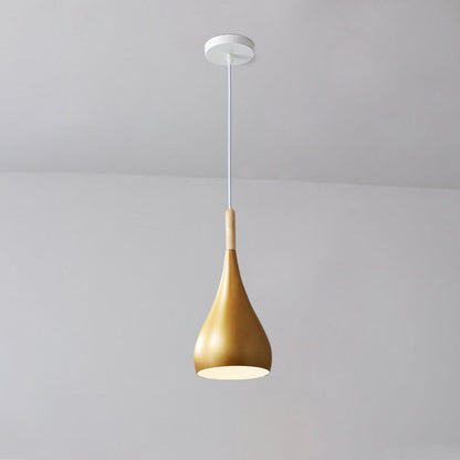 LumoNord | Nordic Iron Wood Aluminium Pumpkin Water Drop 1-Light Pendant Lamp for Dining Room
