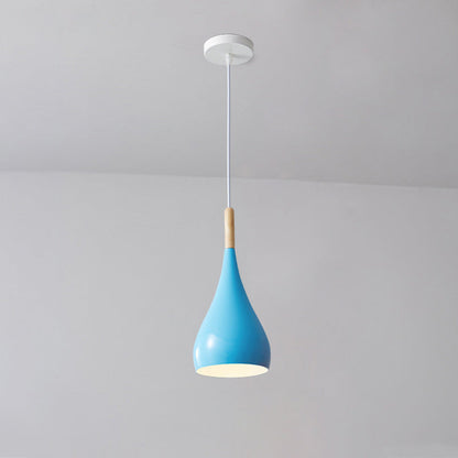 LumoNord | Nordic Iron Wood Aluminium Pumpkin Water Drop 1-Light Pendant Lamp for Dining Room