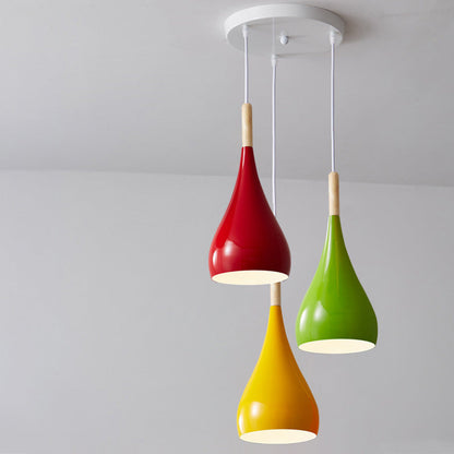 LumoNord | Nordic Iron Wood Aluminium Pumpkin Water Drop 1-Light Pendant Lamp for Dining Room