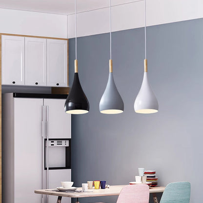 LumoNord | Nordic Iron Wood Aluminium Pumpkin Water Drop 1-Light Pendant Lamp for Dining Room