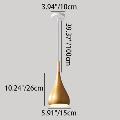 LumoNord | Nordic Iron Wood Aluminium Pumpkin Water Drop 1-Light Pendant Lamp for Dining Room