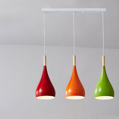 LumoNord | Nordic Iron Wood Aluminium Pumpkin Water Drop 1-Light Pendant Lamp for Dining Room