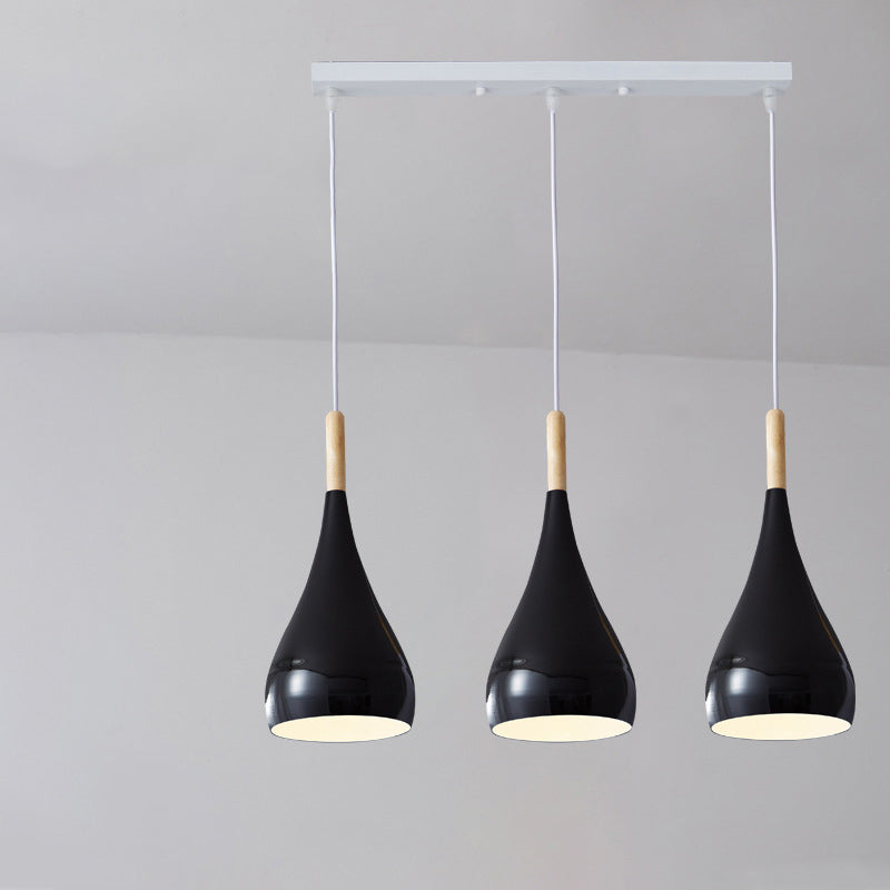 LumoNord | Nordic Iron Wood Aluminium Pumpkin Water Drop 1-Light Pendant Lamp for Dining Room