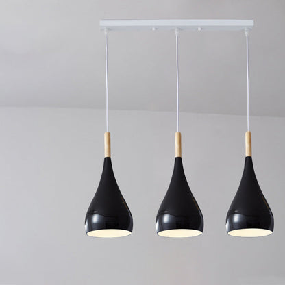 LumoNord | Nordic Iron Wood Aluminium Pumpkin Water Drop 1-Light Pendant Lamp for Dining Room