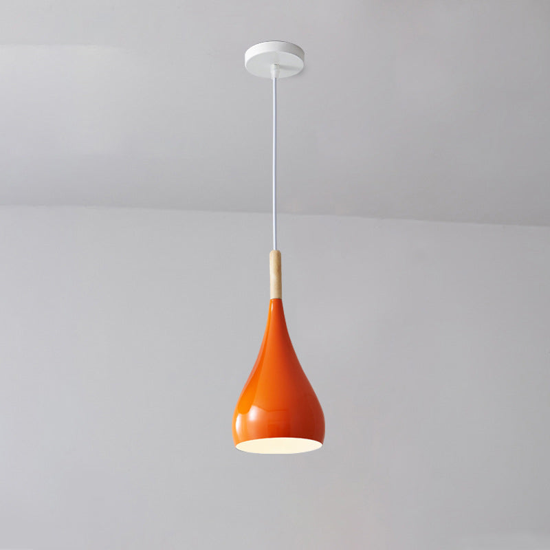 LumoNord | Nordic Iron Wood Aluminium Pumpkin Water Drop 1-Light Pendant Lamp for Dining Room