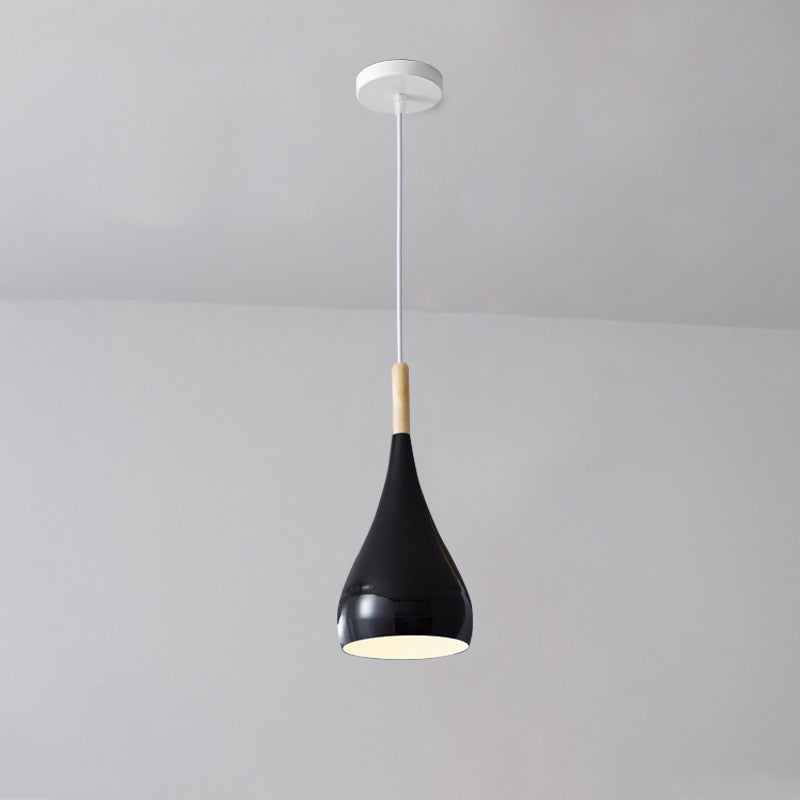 LumoNord | Nordic Iron Wood Aluminium Pumpkin Water Drop 1-Light Pendant Lamp for Dining Room
