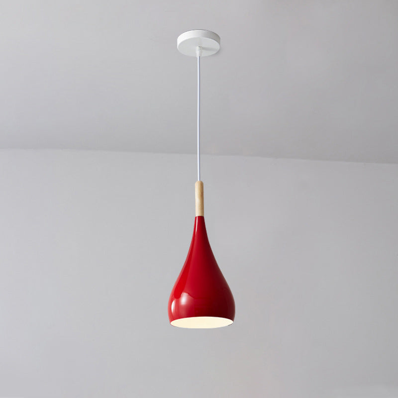 LumoNord | Nordic Iron Wood Aluminium Pumpkin Water Drop 1-Light Pendant Lamp for Dining Room