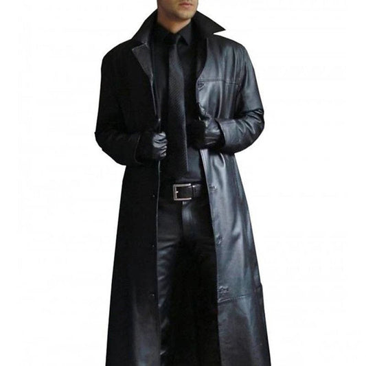 Elegant Leather Long Winter Coat Women - Stylish, Cozy Outerwear-1