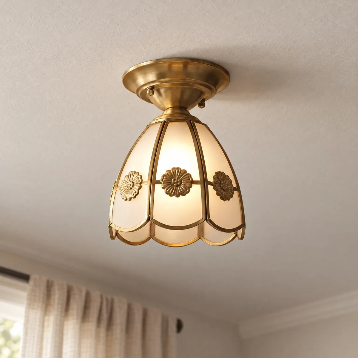 Brassia - Scalloped Semi-Flush Ceiling Light
