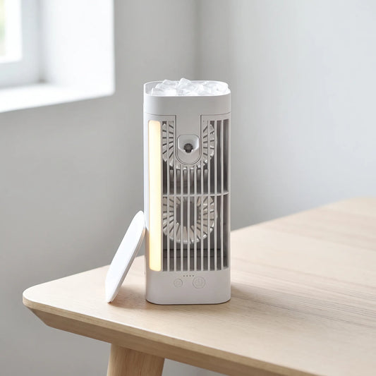 Breezov - Compact Vertical Desk Misting Fan